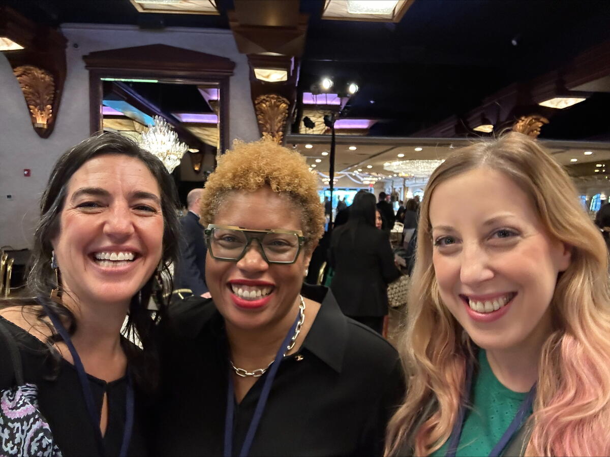 Usdan's Executive Director Lauren Brandt Schloss, former NY State Representative Kimberly Jean-Pierre, and Usdan's Director of Development Jessica Liss Feuer