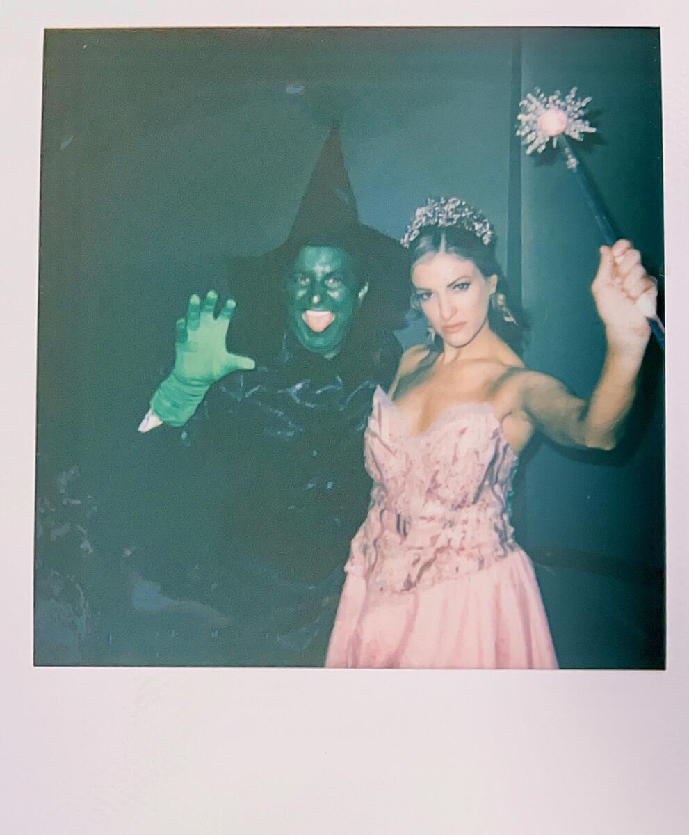 Elphaba (Nick) and Glinda (Sam) casting wicked spells.