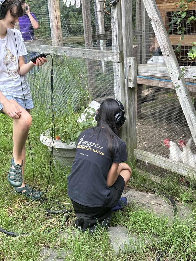 Senior composition majors worked on soundscapes with guest composer Lisa Schonberg by recording the sounds of the Usdan chickens.