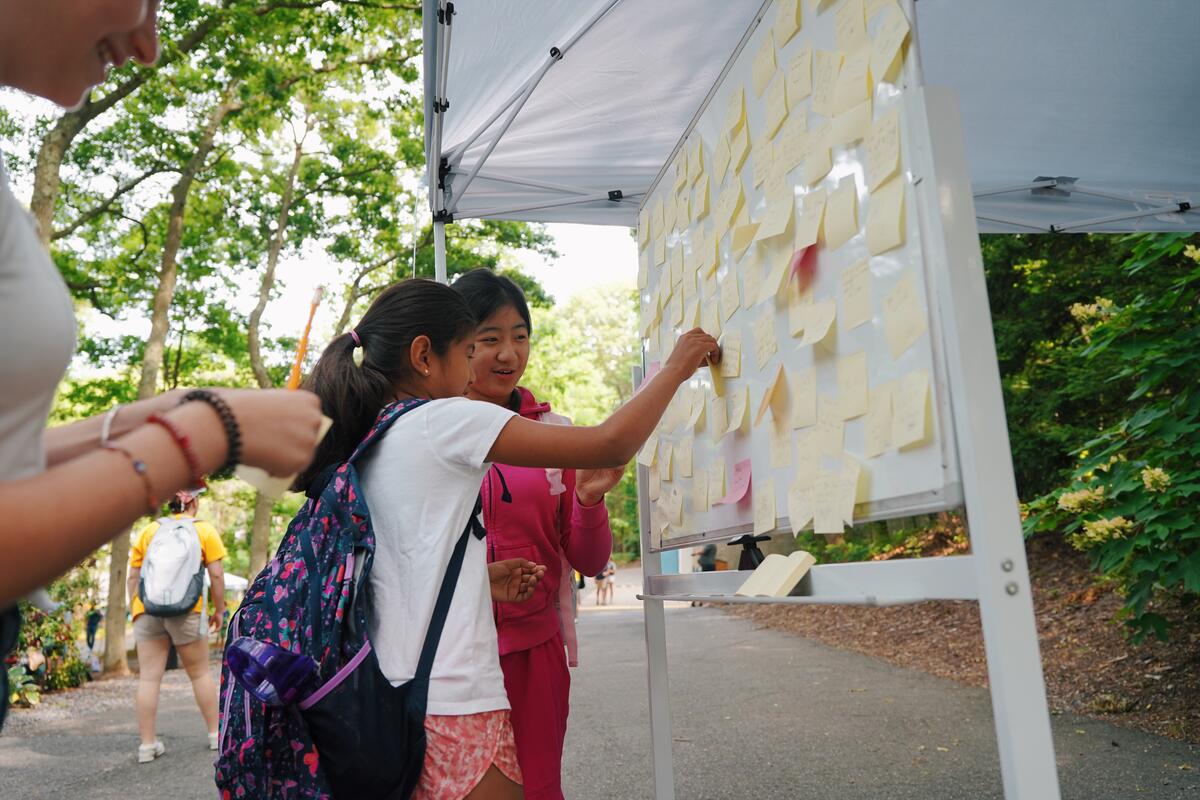 Students connecting around what kindness means to them for Camp Kindness Day on July 17.