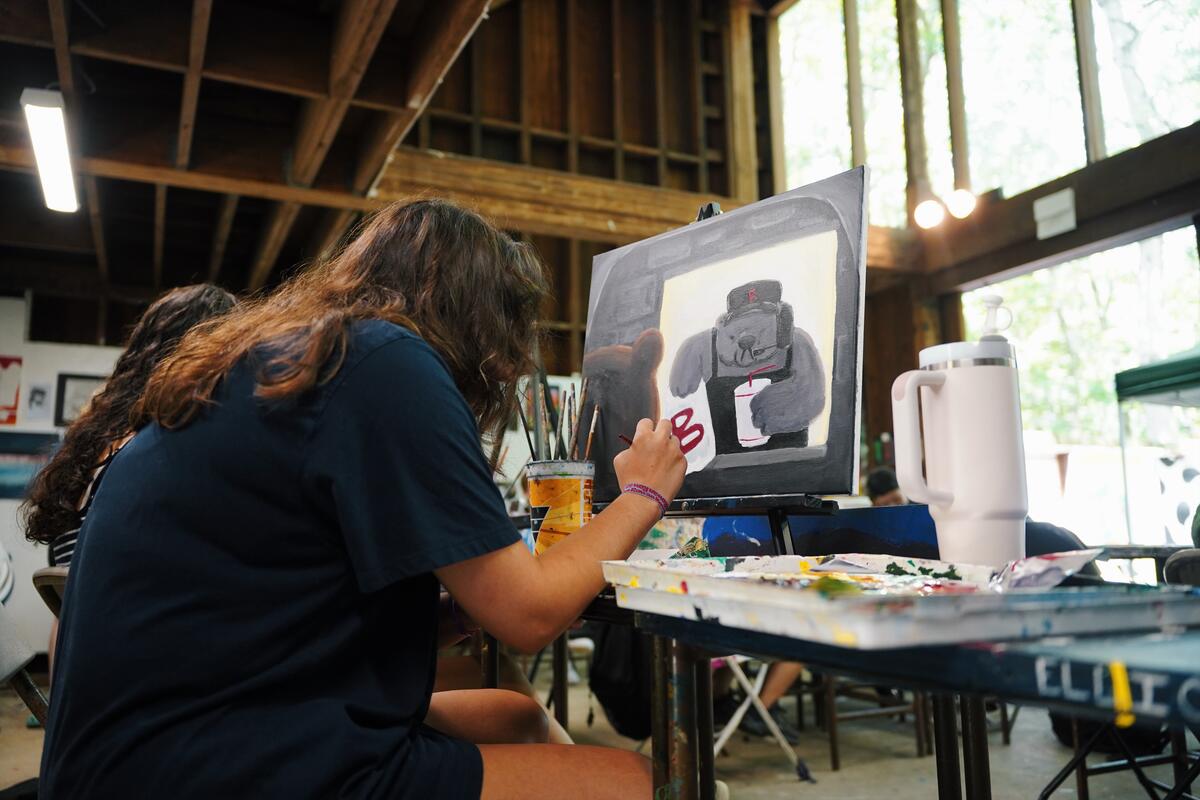 Students in Painting & Drawing putting the final touches on their works in time for their Open Studio exhibition next week on July 24