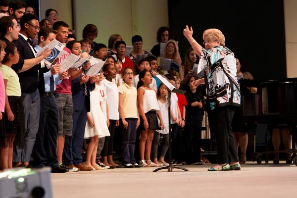 campers perform at the Usdan amphitheater