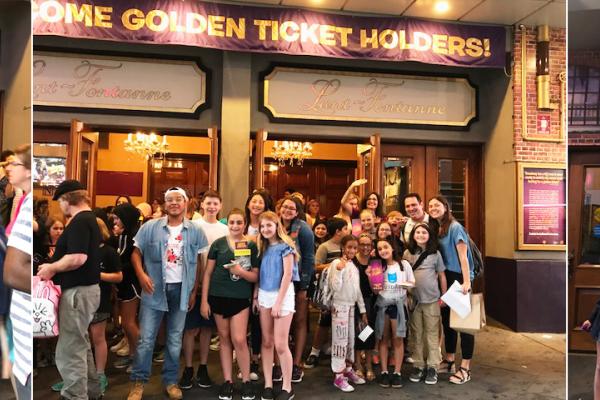 Usdan students prep to enter a Broadway matinee