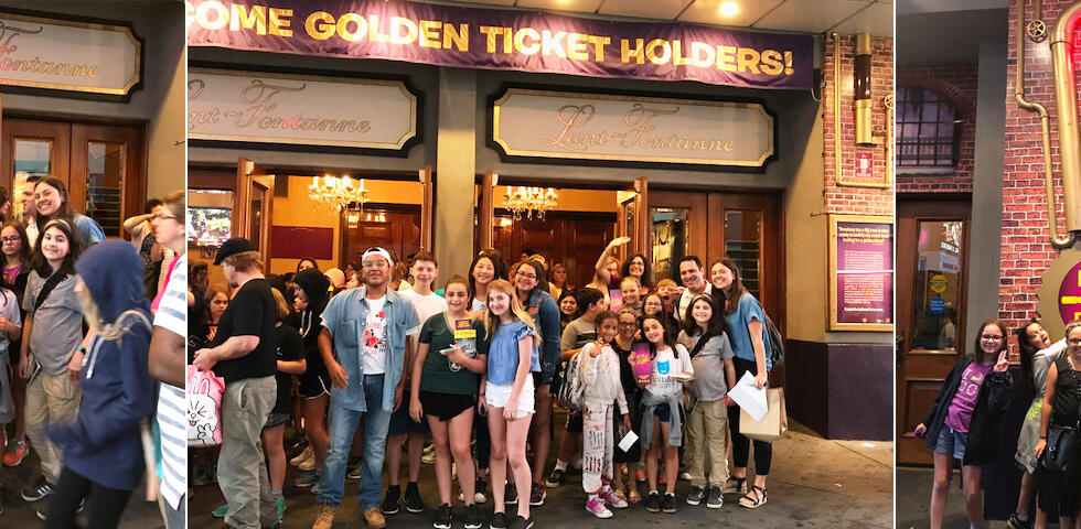 Usdan students prep to enter a Broadway matinee