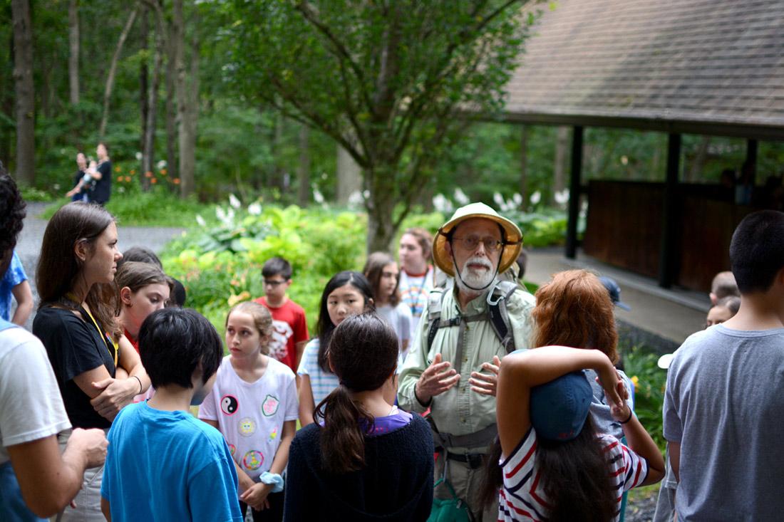 Usdan Students gather around Wildman Steve Brill