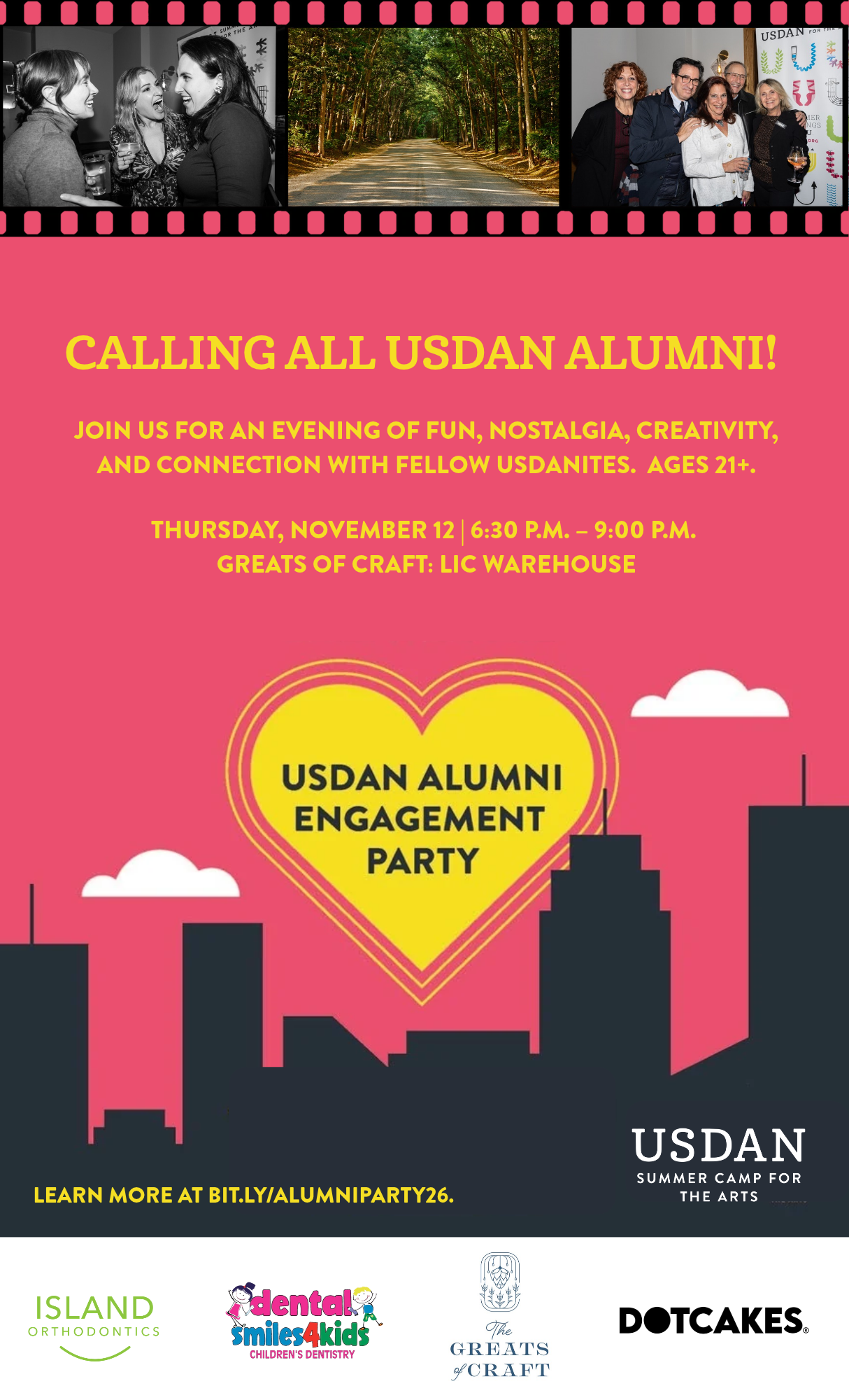 2026 Usdan Alumni Party Flyer 
