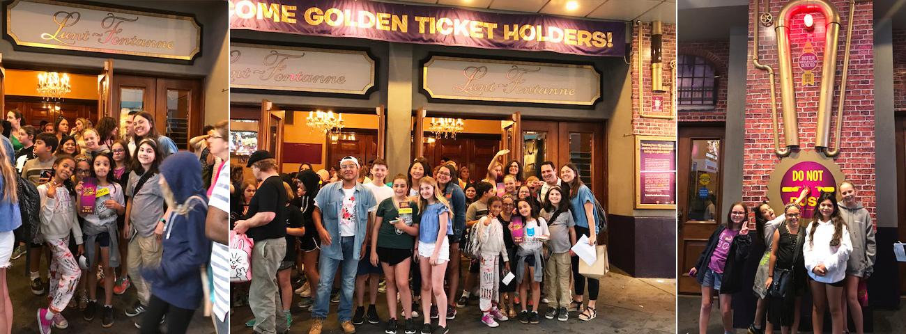 Usdan students prep to enter a Broadway matinee