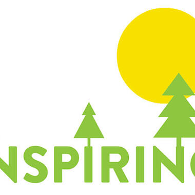 Inspiring U logo of green trees and a yellow sun.