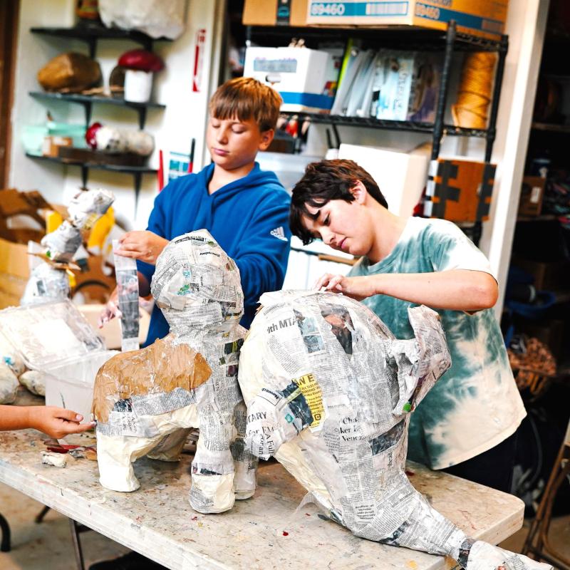 Sculpture students in the creative process